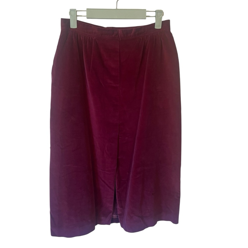 vintage 50s paddle and saddle maroon velour midi skirt